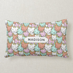 Sleepy Cats Pattern custom name throw pillows