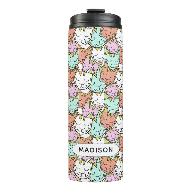 Sleepy Cats Pattern custom name tumbler (Front)