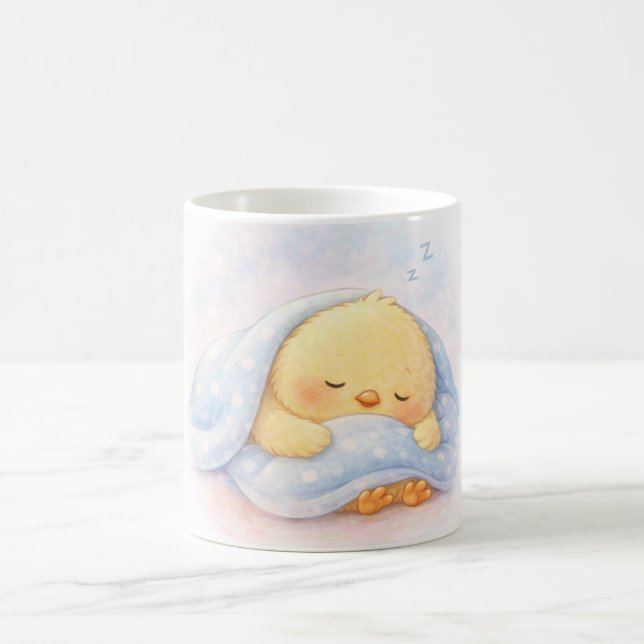 Sleepy Chick Alma – Cosy Bedtime Illustration Coffee Mug (Center)