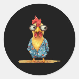 Sleepy Chicken Rocking Cosy Pyjamas For Boys And G Classic Round Sticker