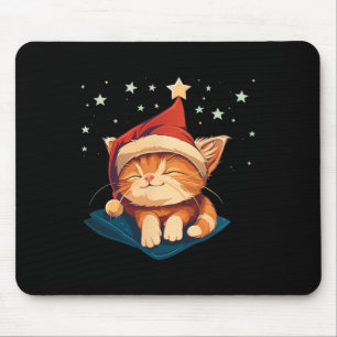 Sleepy Christmas Cat Mouse Pad