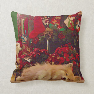 Sleepy Christmas Corgi Cushion