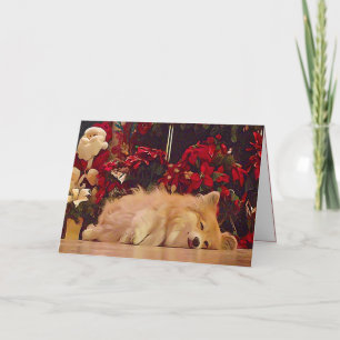 Sleepy Christmas Corgi Holiday Card
