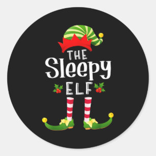 Sleepy Christmas Elf Matching Pajama X-mas Party  Classic Round Sticker