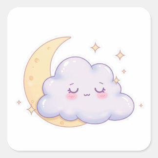 Sleepy Cloud – Dreamy Kawaii Magic Square Sticker