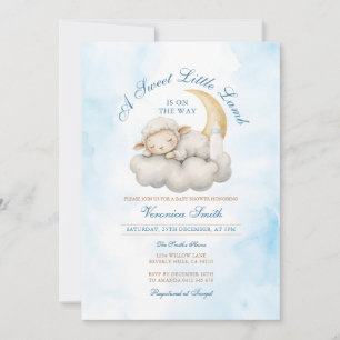 Sleepy Cute A little lamb baby shower Invitation