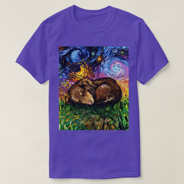 Sleepy Dachshund Pup Night T-Shirt (Design Front)
