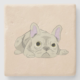 Sleepy dog stone coaster