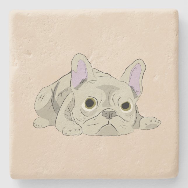 Sleepy dog stone coaster (Front)