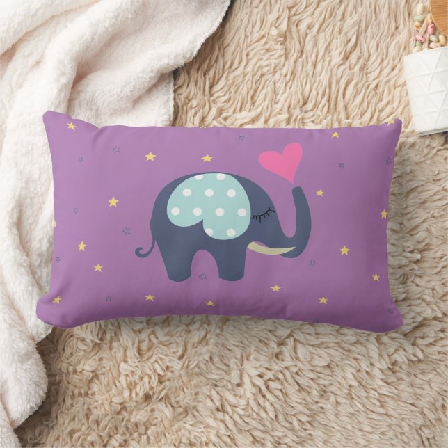 SLEEPY ELEPHANT STARS PATTERN LUMBAR CUSHION (Blanket)