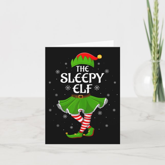 Sleepy Elf Christmas Family Girls Women Elf Squad  Card (Front)