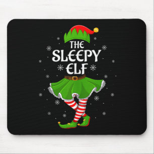 Sleepy Elf Christmas Family Girls Women Elf Squad Mouse Pad