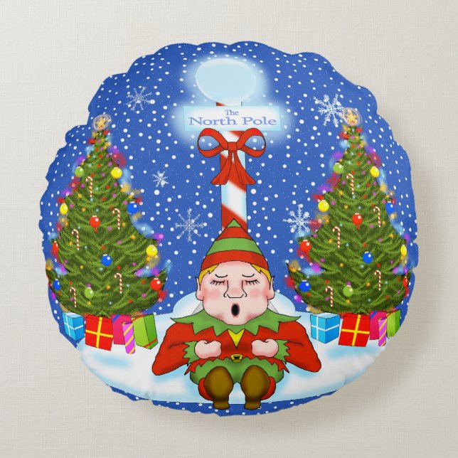 Sleepy Elf Christmas Pillow (Front)