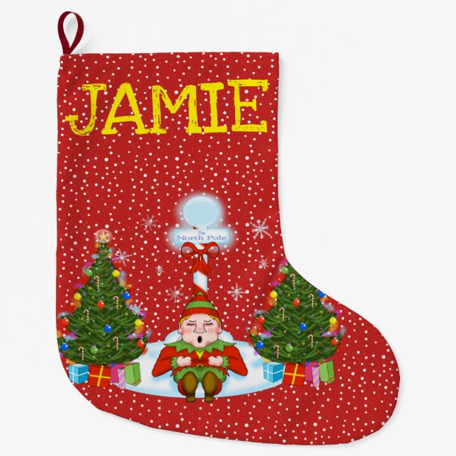 Sleepy Elf Christmas Stocking (Front)
