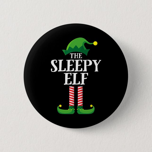 Sleepy Elf Matching Family Group Christmas Party  6 Cm Round Badge (Front)
