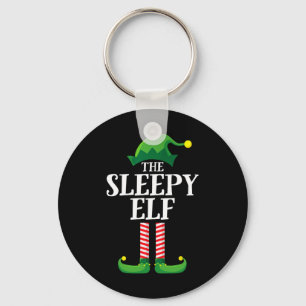 Sleepy Elf Matching Family Group Christmas Party  Key Ring