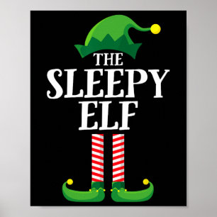 Sleepy Elf Matching Family Group Christmas Party Poster