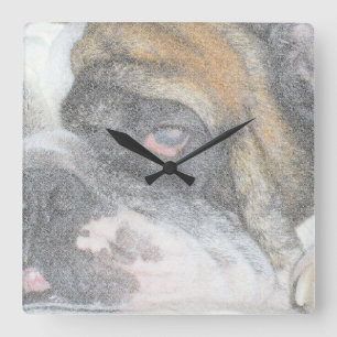 Sleepy English Bulldog wall clock