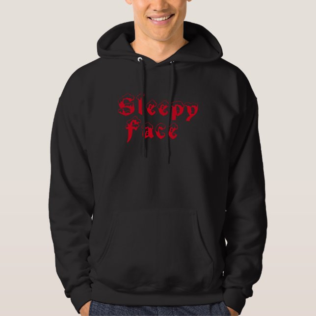 Sleepy Face: Black - Basic Hooded Sweatshirt (Front)