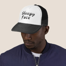Sleepy Face: Black - Sun Brim - Trucker Hat