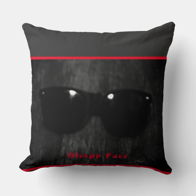 Sleepy Face: "BOLD" Black - Cotton T-Shirt Cushion (Front)