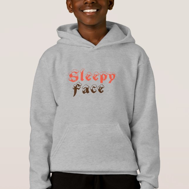Sleepy Face: Boy's Pullover Hoodie Sweater (Front)