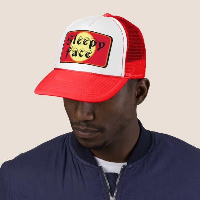 Sleepy Face: Green - Sun Brim - Trucker Hat (In Situ)