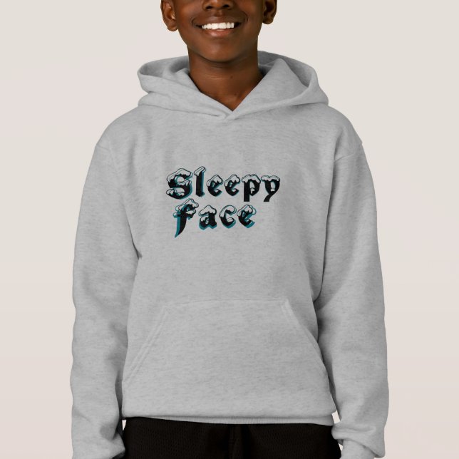 Sleepy Face: Kids' Pullover Hoodie Sweater (Front)