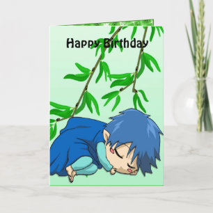 Sleepy fairy Birthday card