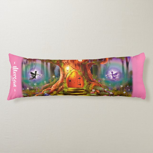 Sleepy Fairy magic tree. Pink Giant custom Body Cushion (Front)