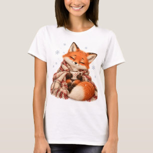 Sleepy Fox Coffee Lover Cozy Winter T-Shirt