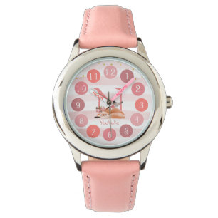 Sleepy Fox Illustration Sweet Monogram Watch