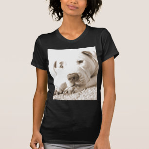 sleepy friendly white pitbull hate deed not breed T-Shirt