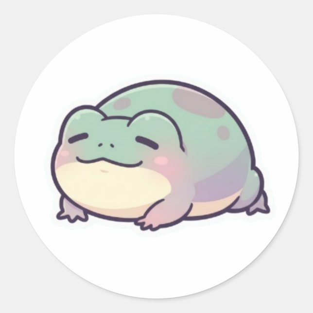 Sleepy Frog Sticker Cute Tired Frog Meme Aesthetic (Front)