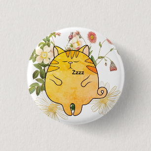 Sleepy Ginger Cat 3 Cm Round Badge