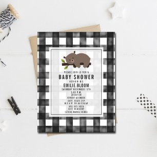 Sleepy Gingham Bear Baby Shower Invitation
