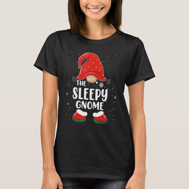 Sleepy Gnome Buffalo Plaid Matching Family Christm T-Shirt (Front)