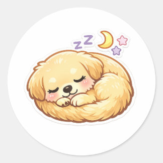Sleepy Golden Retriever Kawaii Sticker – Cute Cozy