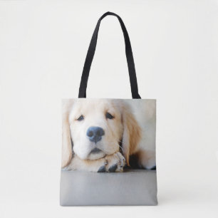 Sleepy Golden Retriever Puppy Tote Bag