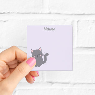 Sleepy Grey Cat Purple Sticky Notes