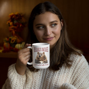 Sleepy Grizzly Bear Coffee Lovers Pun  Mug