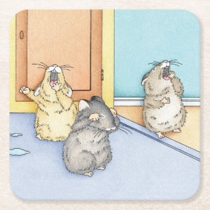 Sleepy Hamsters Square Paper Coaster