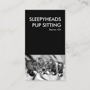 sleepy head pup sitting business card