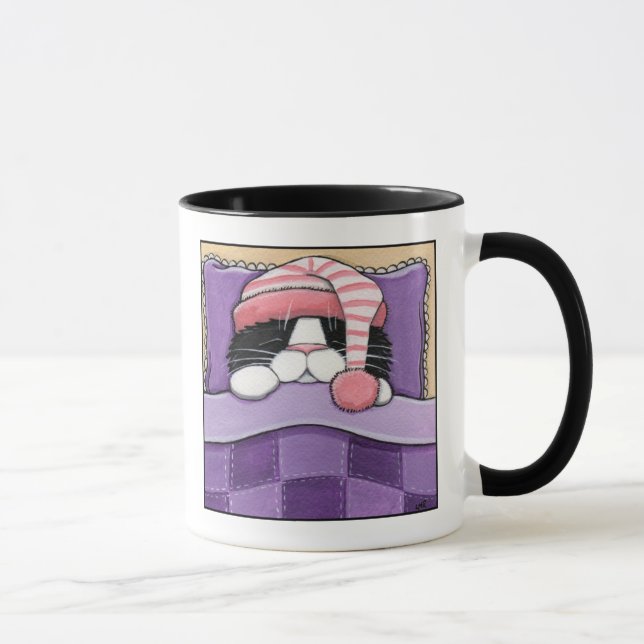 Sleepy Head v.01 - Whimsical Cat Mug (Right)