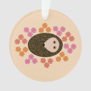 Sleepy Hedgehog and Flowers Acrylic Ornament