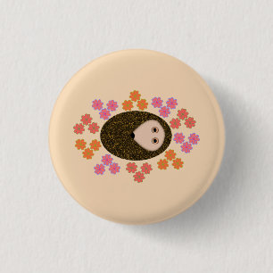 Sleepy Hedgehog and Flowers Button