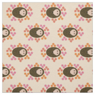 Sleepy Hedgehog and Flowers Craft Fabric