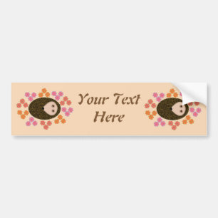 Sleepy Hedgehog and Flowers Custom Car Sticker