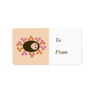 Sleepy Hedgehog and Flowers Custom Present Labels