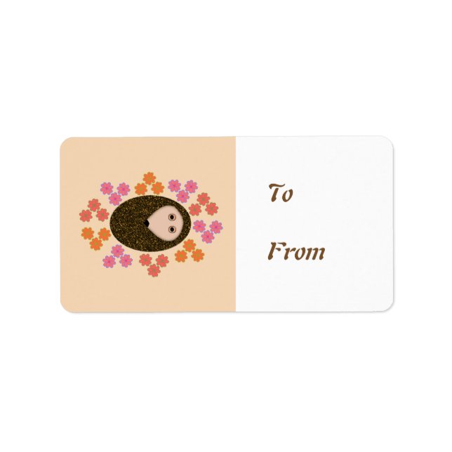 Sleepy Hedgehog and Flowers Custom Present Labels (Front)
